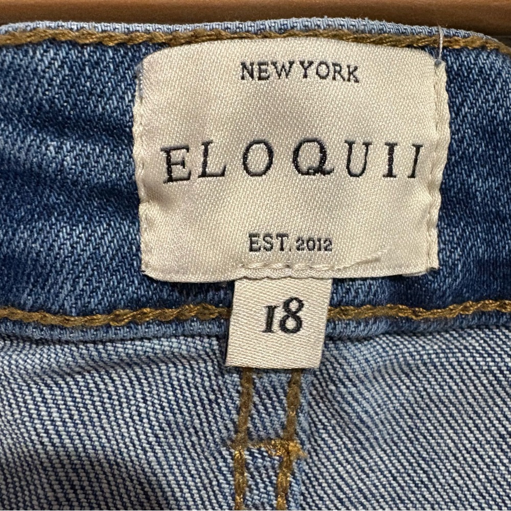 ELOQUII | Women's Blue Cropped Wide Leg Denim Jeans size 18 Stretch Cotton NEW - Picture 8 of 16